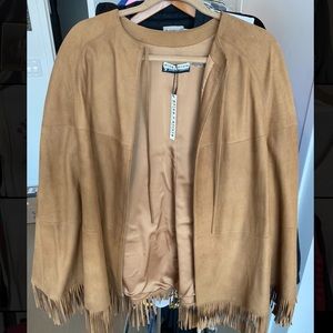 Alice + Olivia Suede Fringe Poncho